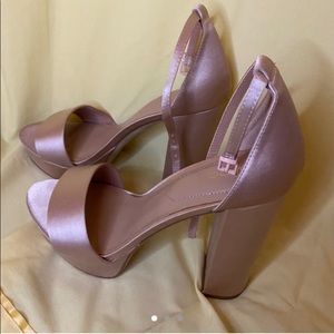 baby pink silk heels